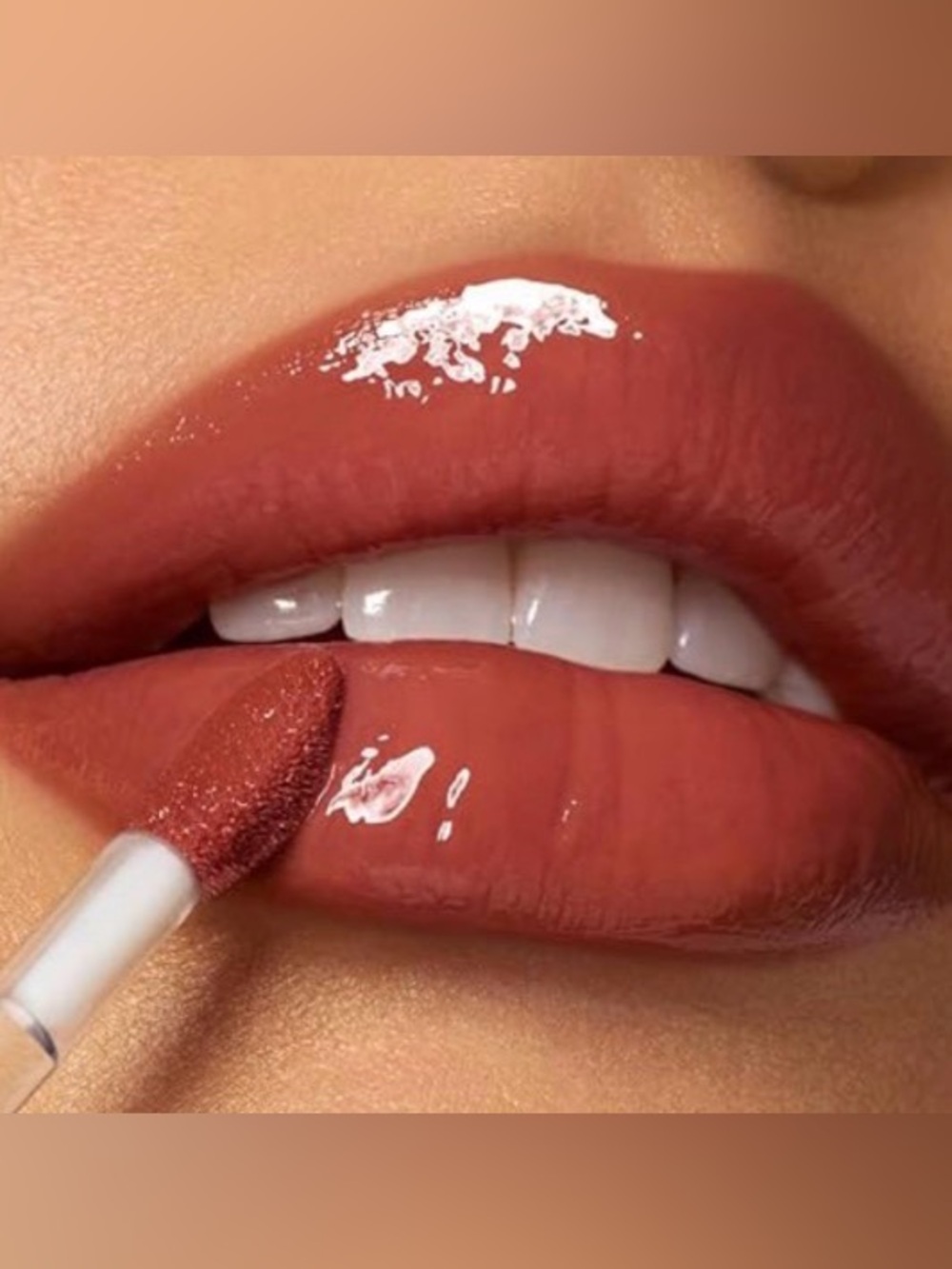 Glossy Liquid tinted Lipstick in Terracotta Brown - NEW